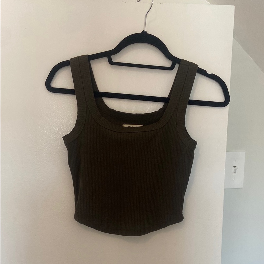 Madewell Olive Green Ribbed Tank Top